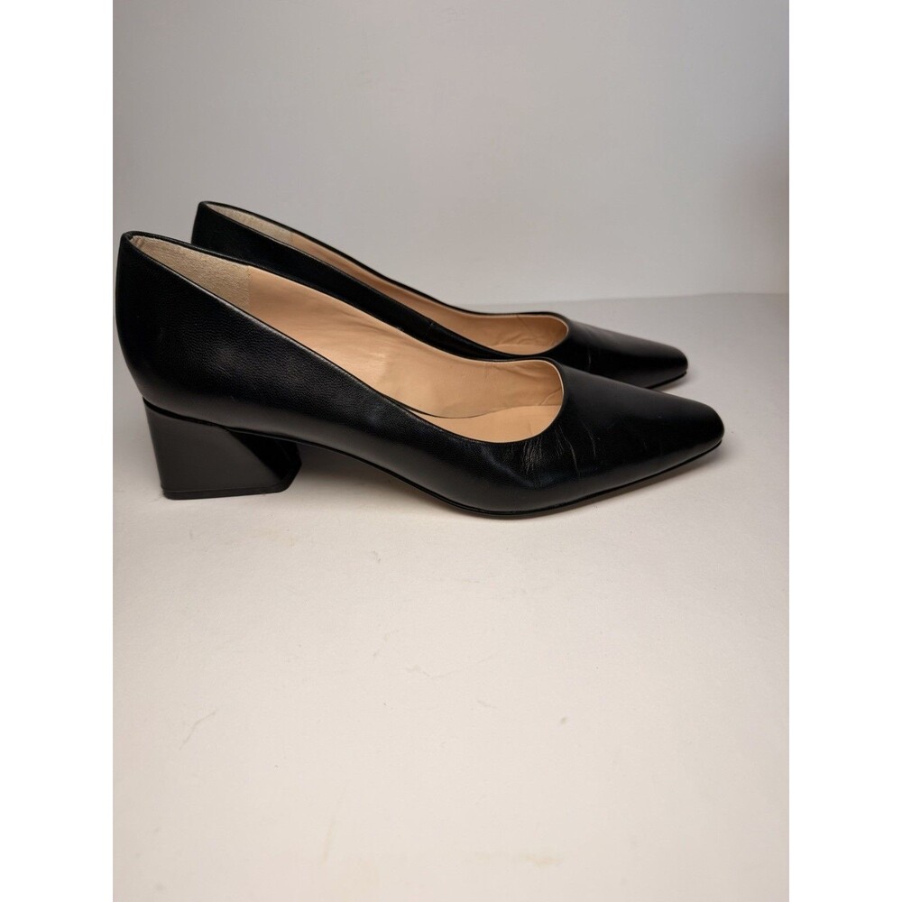 Franco Sarto Jesslyn Women's Black Leather Pointed Toe Block Heel Pumps Size 10M